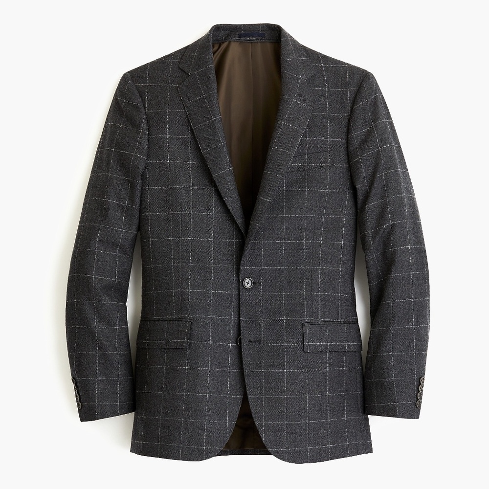 J.Crew Ludlow Slim-fit Blazer in Grey Windowpane Bouclé Wool Blend